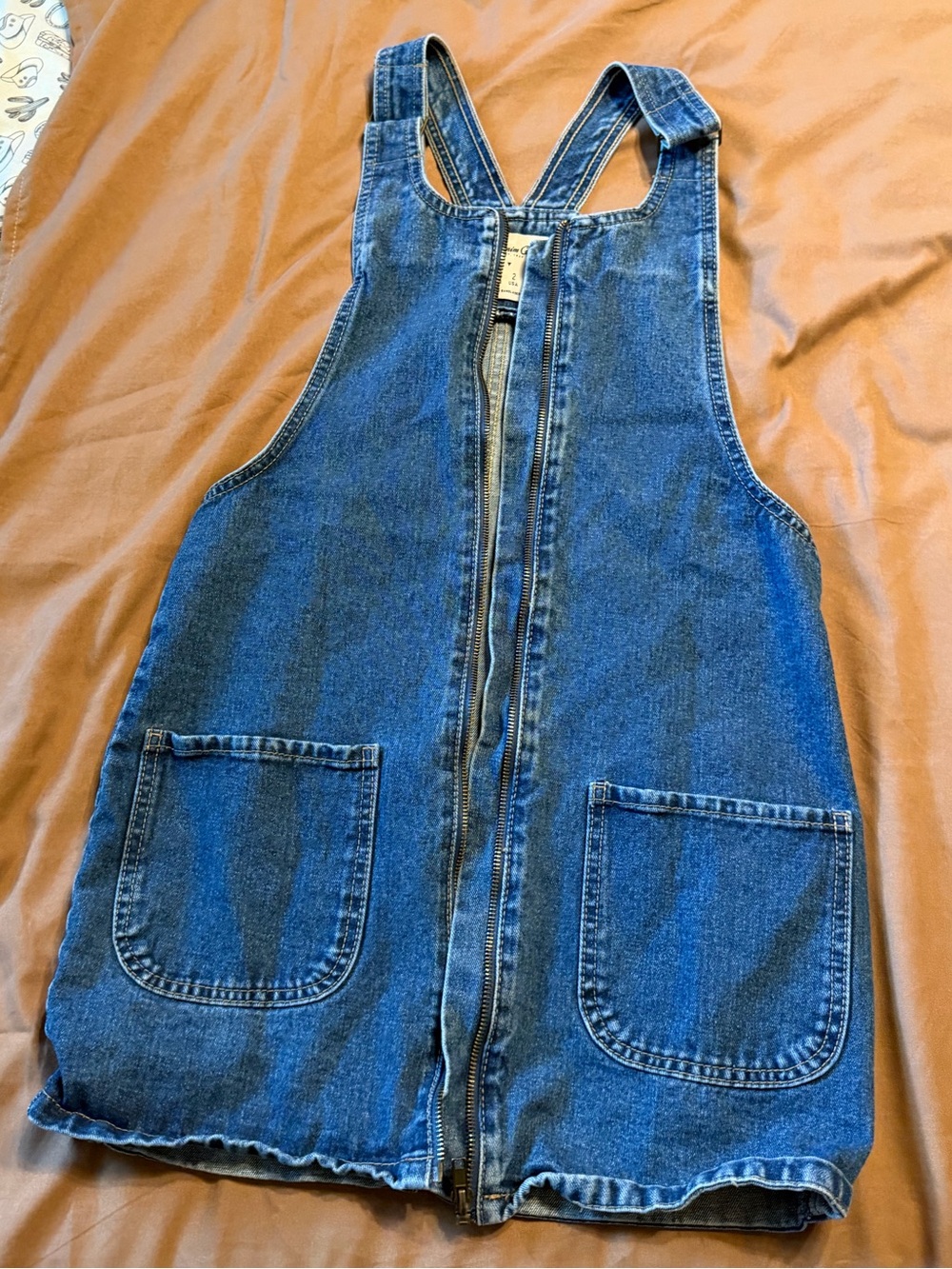 Denim&Co Blue Overall Pinafore with Front Patch Pocket